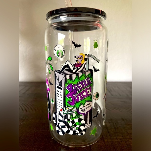 Hand Crafted Other - Hand Crafted Beetlejuice Glass Tumbler